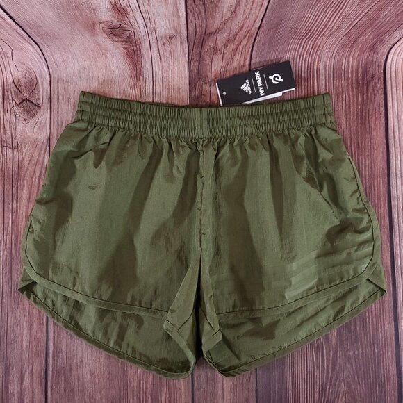 NWT Adidas Ivy Park Peloton Womens Size Meidum Green Wind Short Nylon HG0593 - Picture 1 of 16